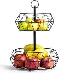 Cestino portafrutta in metallo a due livelli nero
