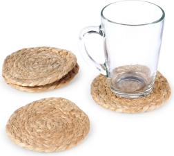 Dessous de verre en jute naturelle 10 cm, lot de 4