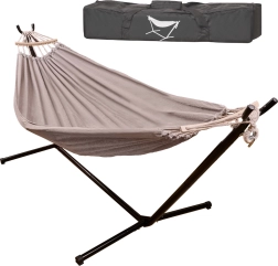 Amaca da giardino con supporto e barra distanziatrice in legno