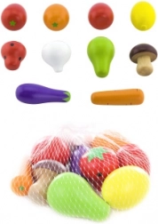 Wooden Fruits and Vegetables for Children in a Net