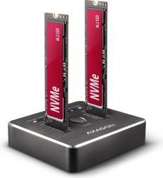 Docking station da tavolo AXAGON per clonazione di dischi NVMe doppia USB-C