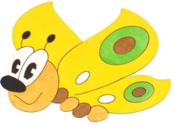 Medium wooden butterfly decoration yellow