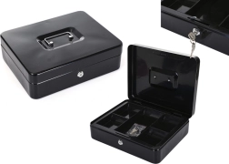 Caisse métallique à deux niveaux avec séparateurs et deux clés noire