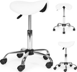 Swivel Saddle Stool for Beauty and Medical Use, Height-Adjustable, White MODERNHOME
