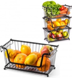 Metal fruit and vegetable basket – black, stackable