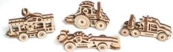 Ugears 3D wooden mechanical puzzle – set of 4 vehicle keychains