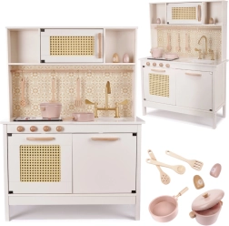 Cucinina in legno per bambini stile retrò boho con accessori 100 cm