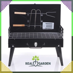Grill a carbone pieghevole e portatile in valigetta con set di utensili