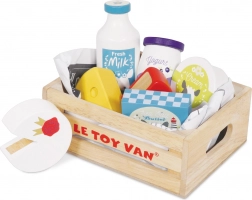 Wooden Crate with Dairy Products for Children