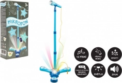 Kids' karaoke microphone with stand, lights and sound – Blue
