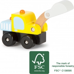 Small Foot Wooden Excavator Yellow
