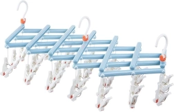 Opvouwbaar droogrek met wasknijpers, 29 clips, lichtblauw