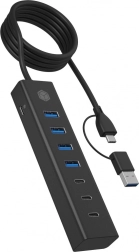 ICY BOX 7portový USB 3.2 Gen 1 hub, 3× USB‑C a 4× USB‑A