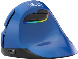 Mouse verticale wireless Delux M618 Mini con RGB, BT e 2,4 GHz (blu)