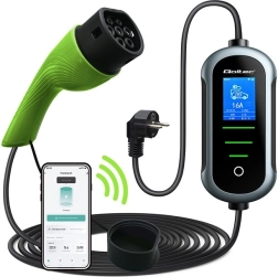 Caricatore mobile per veicoli elettrici con regolazione 2‑in‑1 Tipo 2, 3,5 kW, 230 V, Wi‑Fi, TUYA/SMART LIFE, LCD, 5 m