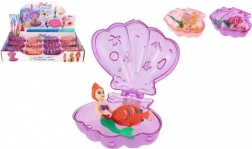 Sirena in conchiglia apribile con accessorio, plastica 10 cm