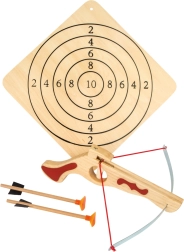 Wooden crossbow with arrows and target small foot