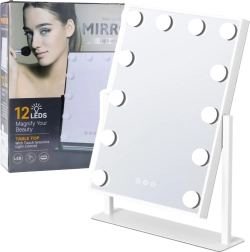 Miroir Hollywood avec éclairage LED, 12 ampoules, 3 modes, blanc