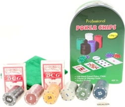 Pokerset in een metalen box