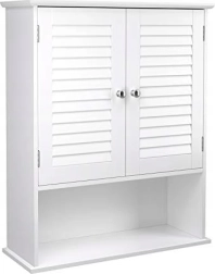 Armoire de salle de bain murale avec étagère réglable blanche