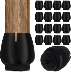 Szilikon széklábvédők filc alappal, 16 db-os készlet (12–16 mm), fekete