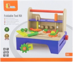 Set di avvitamento in legno con attrezzi e banco da lavoro pieghevole