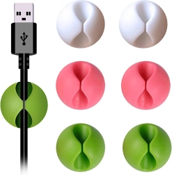 Self-adhesive silicone cable holders – set of 6