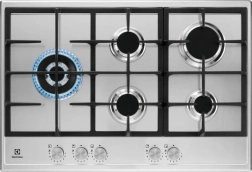 75 cm stainless steel gas hob with StepPower and wok burner