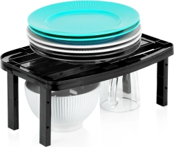 Mensola da cucina impilabile, nera, altezza regolabile 31 × 22 × 14,5/11,5 cm