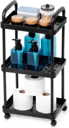 Black mobile 3-tier rack 30 × 21 × 61 cm