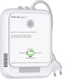 Gas- og kulilte-detektor med 85 dB alarm og LED