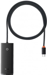 Baseus Lite hub USB‑C a 4 porte con 4× USB 3.0 e alimentazione USB‑C, 1 m, nero
