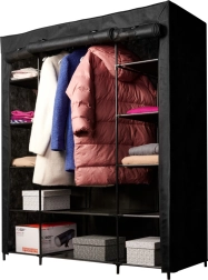 Textilní skládací skříň na oblečení XXL černá