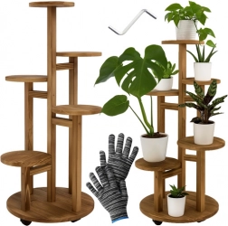 Free-standing wooden plant stand 86 cm RUHHY, 6 tiers for 7 pots