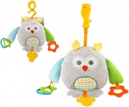 Plush Owl for Stroller and Crib 18 × 18 cm, with Teethers and Clip