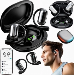 Écouteurs Bluetooth sans fil intra-auriculaires avec boîtier de charge et traducteur IA, noir