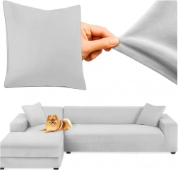 Lys grå elastisk beskyttende sofabetræk RUHHY 145-185 cm