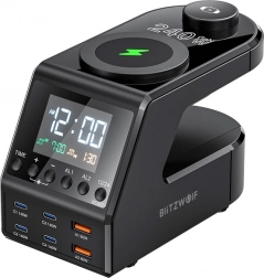 BlitzWolf BW-FW10 Alarm Clock with Charging Station, 2× USB-A, 4× USB-C, 240 W