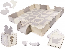 Foam educational puzzle mat, gray and ecru, 36 pieces, 150 × 150 cm