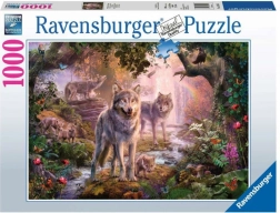 Puzzle 1000 pezzi Ravensburger – famiglia di lupi estiva
