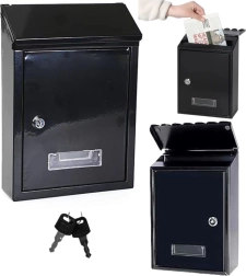 Poštni nabiralnik iz pocinkovanega jekla, črn 26,5 × 18,5 × 6,5 cm