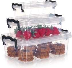 Set of Food Storage Containers with Lids 0.6/1.2/2 L – 3 pcs