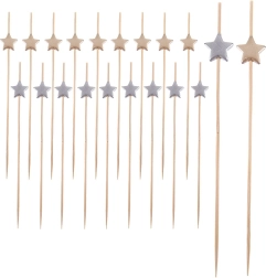 Bambusove palčke za prigrizke z zvezdicami 12 cm, 20 kos