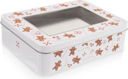 Scatola in metallo per biscotti con finestra Gingerbread 18 × 14,5 × 5 cm