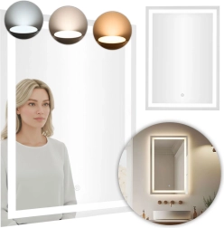 LED badkamerwandspiegel 50 × 70 cm met 3 lichtkleuren en touchschakelaar MODERNHOME
