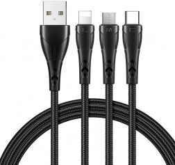 3 az 1-ben töltőkábel USB-ről USB‑C / Lightning / Micro USB-re, 1,2 m, fekete, Mcdodo
