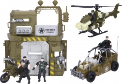 Military set with car and helicopter