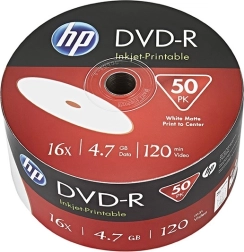HP DVD-R 4.7 GB 16× Inkjet Printable, 50 pcs (bulk)