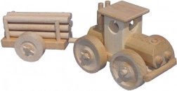 Houten tractor met aanhanger voor boomstammen CEEDA CAVITY – naturel