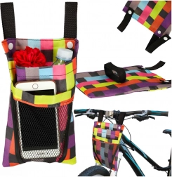 Colorful handlebar bag for bike and scooter with mesh phone pocket